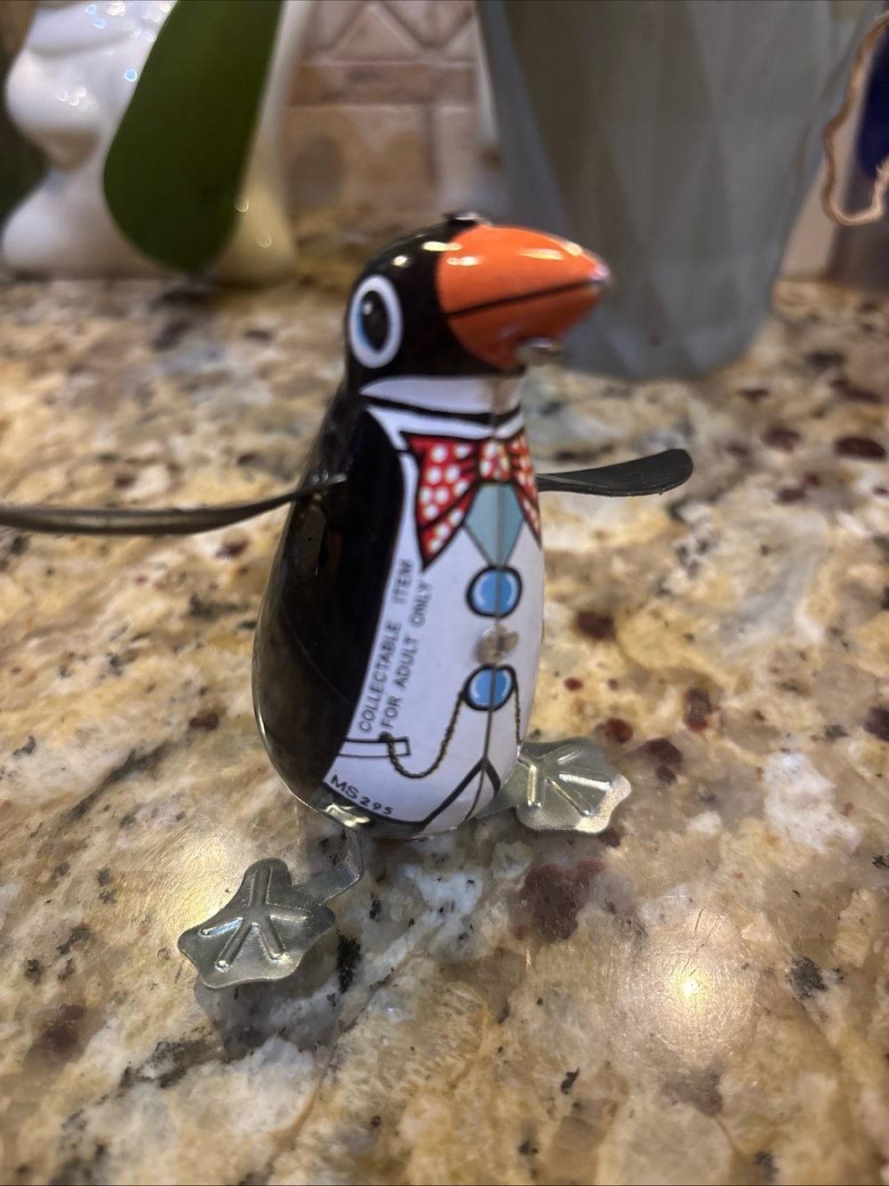 Tin Wind Up Penguin MS 295 Lithographed Collectible Toy No Key Untested